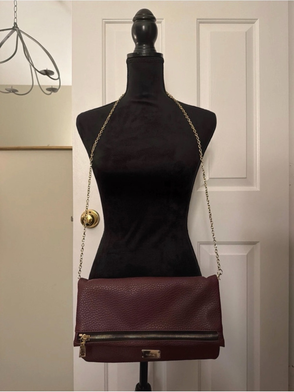 Nine West Women's Fold-Over Chain Shoulder Bag - Burgundy